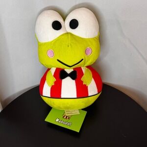 NWT Keroppi Sanrio Pillow‎ Plush Red White Striped Bowtie Stuffed Animal Toy